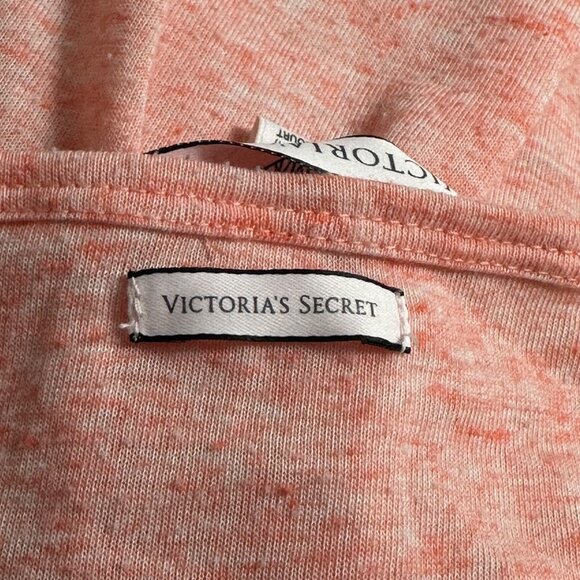 Victoria's Secret Coral V-Neck T-Shirt M Polyester/Linen Blend Beachy Vacation - Picture 4 of 10